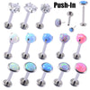 Wholesale Stainless Steel Fashion Heart Shaped Electroplated Opal And Zircon Tshaped Pin Earrings For Unisex