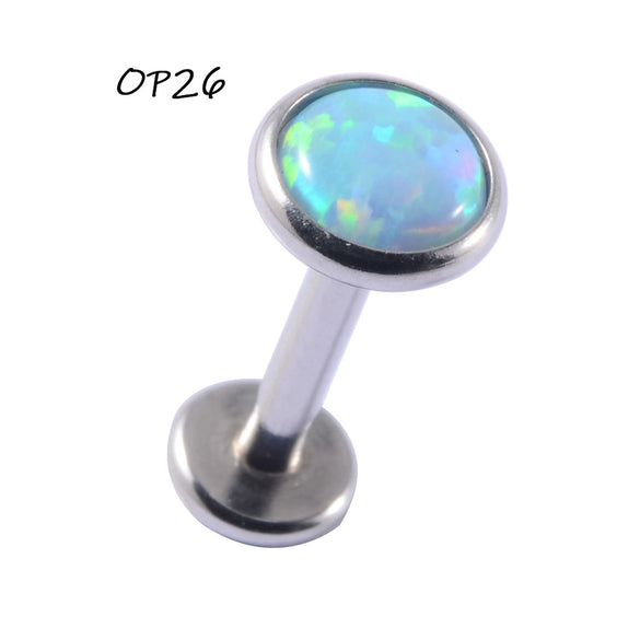 Wholesale Stainless Steel Fashion Heart Shaped Electroplated Opal And Zircon Tshaped Pin Earrings For Unisex
