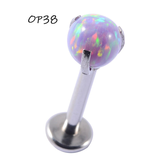 Wholesale Stainless Steel Fashion Heart Shaped Electroplated Opal And Zircon Tshaped Pin Earrings For Unisex
