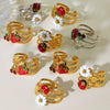 Wholesale 316L Stainless Steel Fashion Jewelry Ring With Oil Drop Zircon Daisy Ladybug Fruit Geometric Animal Zodiac Design And Electroplating Processing