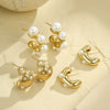 Wholesale Stainless Steel Fashion Luxury Niche Design Ushaped Geometric Imitation Pearl Earrings With Electroplating