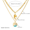 Wholesale Stainless Steel Fashion Ocean Style Double Layer Stacked Dolphin Coconut Tree Star Pendant Earrings And Necklace Set With Electroplating