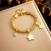 Wholesale Stainless Steel Fashion Retro Gold Plated Flower Moon Star Turquoise Accessories Pendant Chain Bracelet For Women