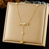 Wholesale Stainless Steel Fashionable Simple Commuter Chain Tassel Heart Letter Pendant Necklace For Women With Electroplating