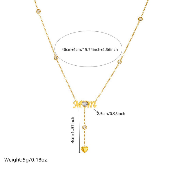 Wholesale Stainless Steel Fashionable Simple Commuter Chain Tassel Heart Letter Pendant Necklace For Women With Electroplating