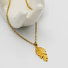 Wholesale Stainless Steel Feather Cross Chain Necklace With Real Gold Plating Ins Style Geometric Unisex