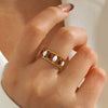 Wholesale Stainless Steel Female Geometric Oval Hiphop Ring With Oil Dripping And Electroplating