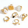 Wholesale Stainless Steel Female Geometric Style Ring And Bracelet With Imitation Pearl And 18K Goldplated Electroplating