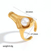 Wholesale Stainless Steel Female Geometric Style Ring And Bracelet With Imitation Pearl And 18K Goldplated Electroplating