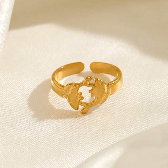 Wholesale Stainless Steel Fish Zodiac Ring For Women With Electroplating