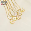 Wholesale 316L Stainless Steel Five Leaf Clover Letter Pendant Necklace With Electroplating Fashion Jewelry For Women