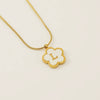 Wholesale 316L Stainless Steel Five Leaf Clover Letter Pendant Necklace With Electroplating Fashion Jewelry For Women