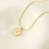 Wholesale 316L Stainless Steel Five Leaf Clover Letter Pendant Necklace With Electroplating Fashion Jewelry For Women