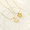 Wholesale 316L Stainless Steel Five Leaf Clover Letter Pendant Necklace With Electroplating Fashion Jewelry For Women