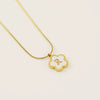 Wholesale 316L Stainless Steel Five Leaf Clover Letter Pendant Necklace With Electroplating Fashion Jewelry For Women