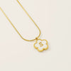 Wholesale 316L Stainless Steel Five Leaf Clover Letter Pendant Necklace With Electroplating Fashion Jewelry For Women