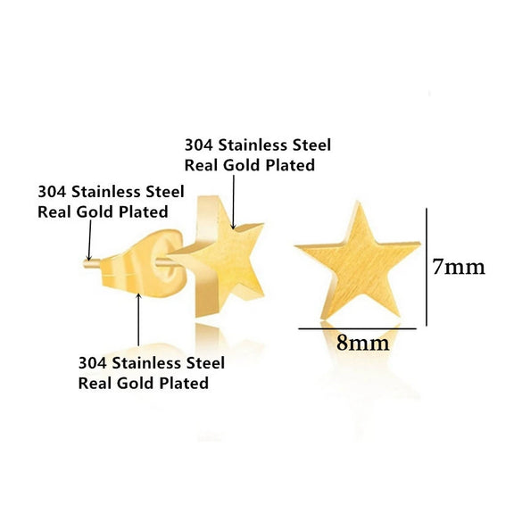 Wholesale Stainless Steel Five Pointed Star Earrings For Women Electroplated Fashionable And Personalized