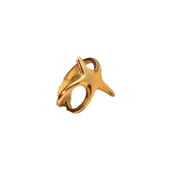 Wholesale Stainless Steel Fivepointed Star And Heart Shape Ring Electroplated Unisex Opening Adjustable Light Luxury Advanced Sense Niche Allmatch
