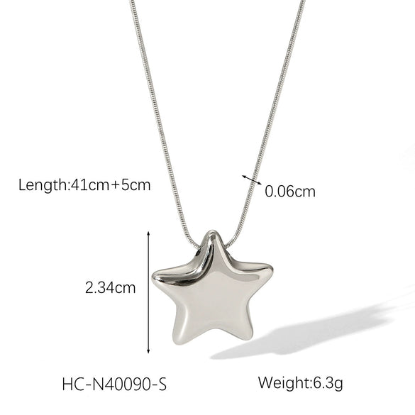Wholesale Stainless Steel Fivepointed Star Earrings And Pendant Necklace With Electroplating For Women