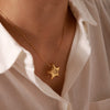 Wholesale Stainless Steel Fivepointed Star Earrings And Pendant Necklace With Electroplating For Women