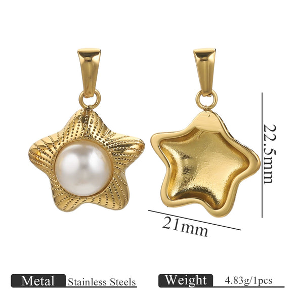 Wholesale Stainless Steel Fivepointed Star Heartshaped Pearl Pendant Jewelry Accessories With Electroplating