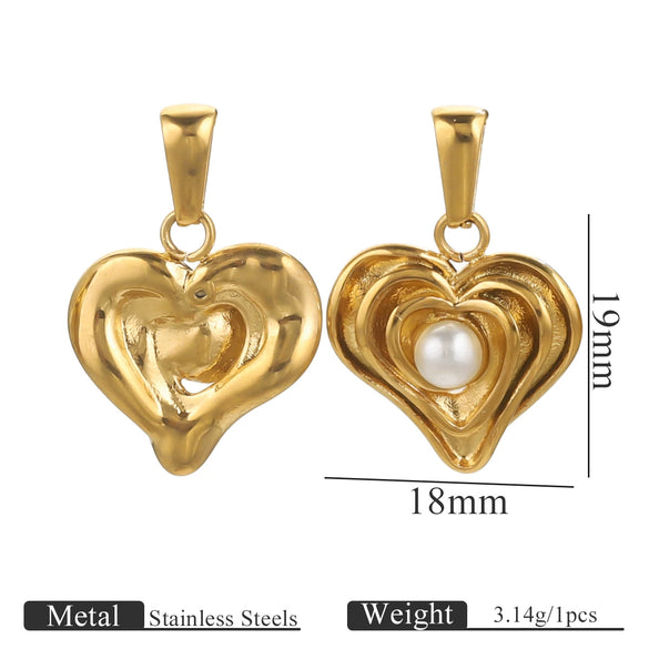 Wholesale Stainless Steel Fivepointed Star Heartshaped Pearl Pendant Jewelry Accessories With Electroplating
