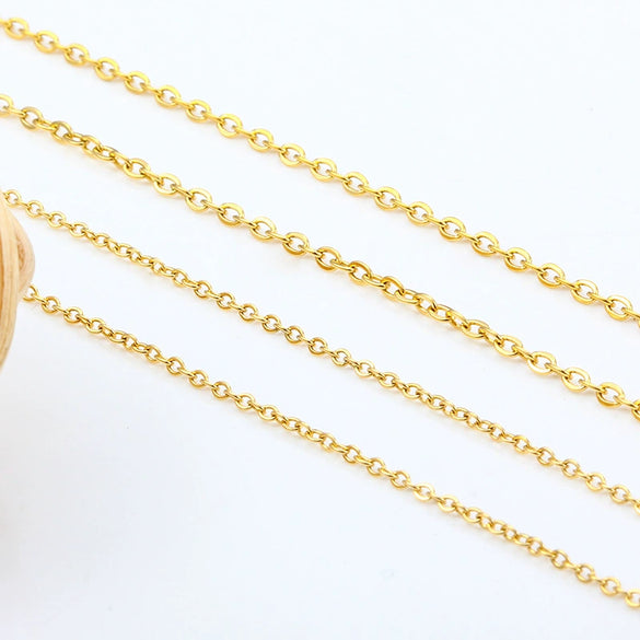 Wholesale Stainless Steel Flat Cross Chain Jewelry For Men And Women Electroplated Bracelet Necklace Diy Chain