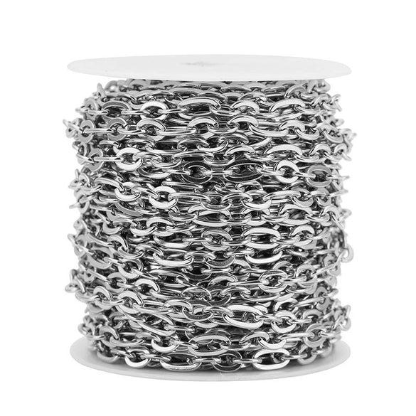Wholesale Stainless Steel Flat Oval Cross Chain Jewelry Chain With Electroplating For Punk Style