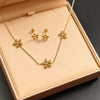 Wholesale Stainless Steel Floral Electroplated Jewelry Set For Women Necklace Bracelet Earrings