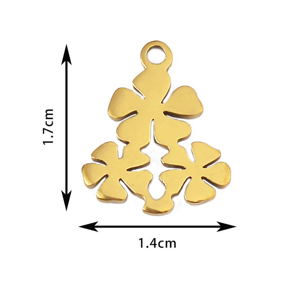 Wholesale Stainless Steel Floral Jewelry Accessories Pendant With Electroplating Hollow Rose Four Leaf Clover Tree Leaves Design
