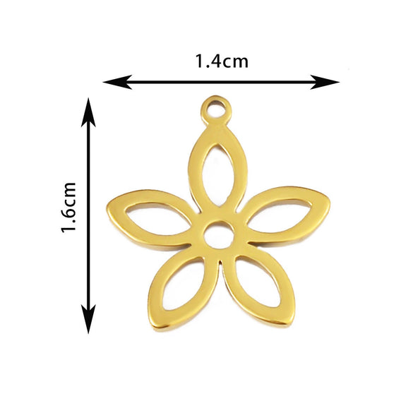 Wholesale Stainless Steel Floral Jewelry Accessories Pendant With Electroplating Hollow Rose Four Leaf Clover Tree Leaves Design