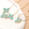 Wholesale Stainless Steel Floral Oil Dripping Jewelry Set For Women Necklace And Bracelet