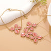 Wholesale Stainless Steel Floral Oil Dripping Jewelry Set For Women Necklace And Bracelet