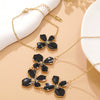 Wholesale Stainless Steel Floral Oil Dripping Jewelry Set For Women Necklace And Bracelet
