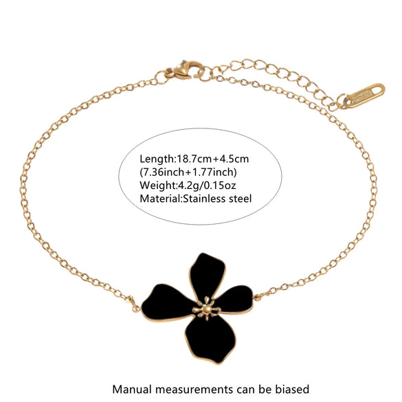 Wholesale Stainless Steel Floral Oil Dripping Jewelry Set For Women Necklace And Bracelet