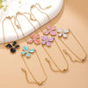 Wholesale Stainless Steel Floral Oil Dripping Jewelry Set For Women Necklace And Bracelet