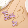 Wholesale Stainless Steel Floral Oil Dripping Jewelry Set For Women Necklace And Bracelet