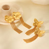 Wholesale Stainless Steel Flower And Insect Tassel Earrings For Women With Electroplating Treatment