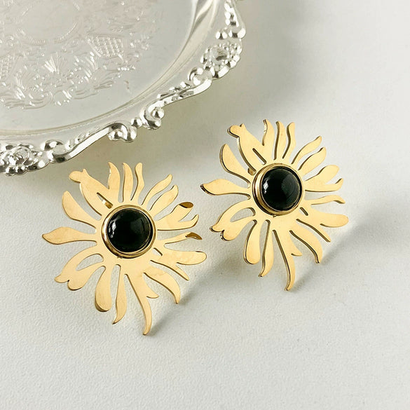 Wholesale Stainless Steel Flower Earrings Electroplated For Women Fashion Style