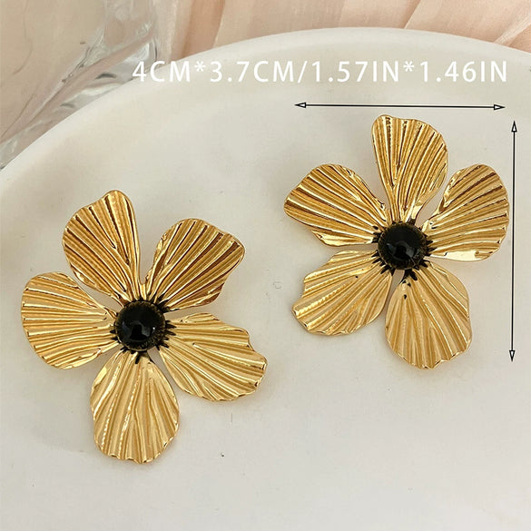 Wholesale Stainless Steel Flower Earrings Electroplated For Women Fashion Style