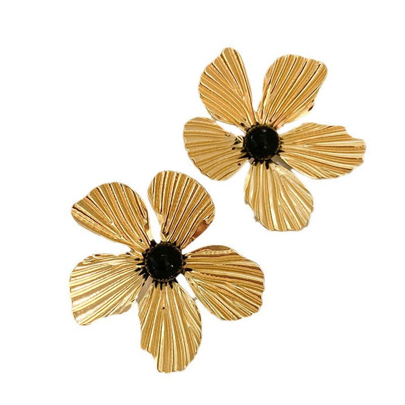 Wholesale Stainless Steel Flower Earrings Electroplated For Women Fashion Style