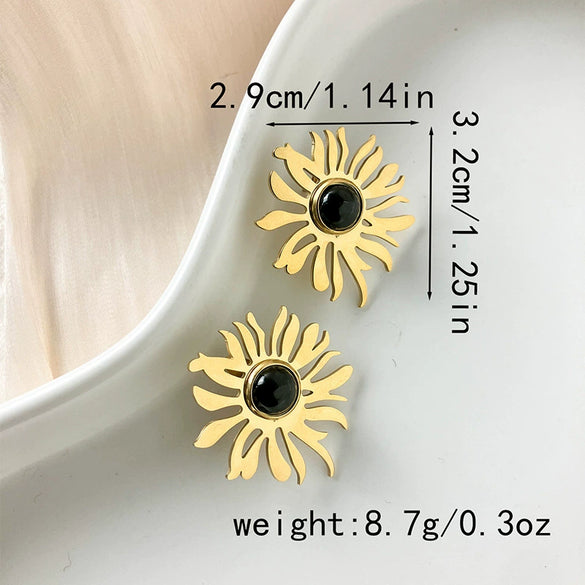 Wholesale Stainless Steel Flower Earrings Electroplated For Women Fashion Style