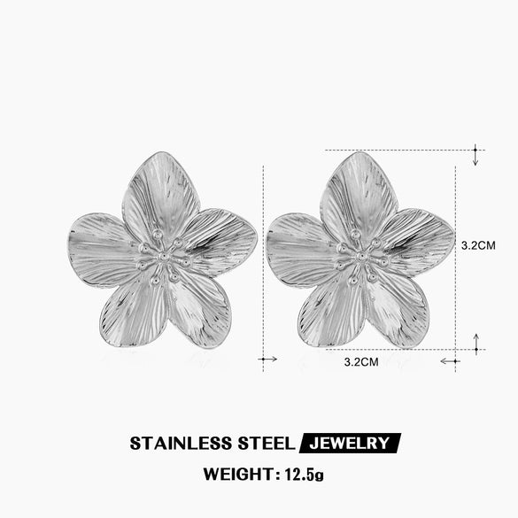 Wholesale Stainless Steel Flower Earrings For Women With Electroplating And Exaggerated Retro Design