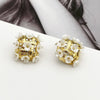 Wholesale Stainless Steel Flower Earrings French Court Style Fresh Sweet Grid Electroplating For Women