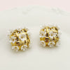 Wholesale Stainless Steel Flower Earrings French Court Style Fresh Sweet Grid Electroplating For Women