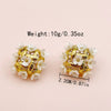 Wholesale Stainless Steel Flower Earrings French Court Style Fresh Sweet Grid Electroplating For Women