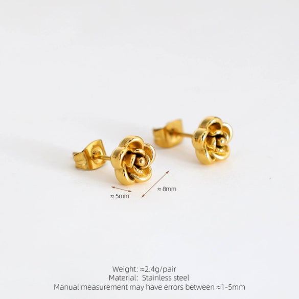 Wholesale Stainless Steel Flower Earrings French Retro Style Electroplating