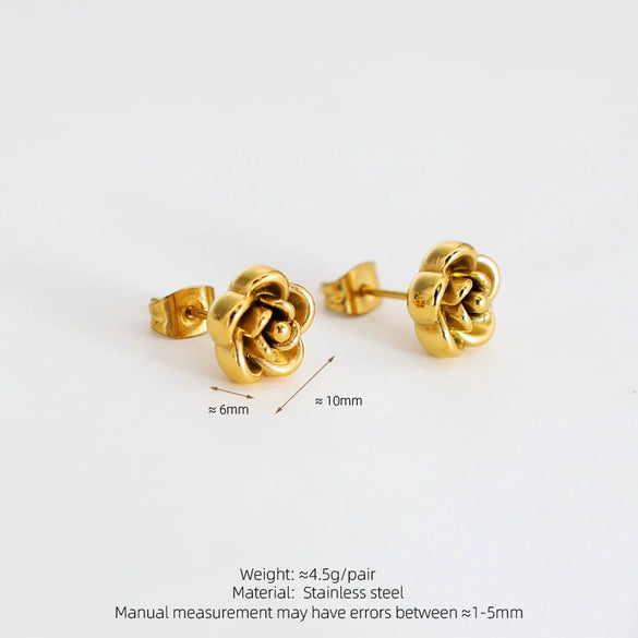 Wholesale Stainless Steel Flower Earrings French Retro Style Electroplating
