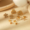 Wholesale Stainless Steel Flower Geometric Earrings Electroplated Light Luxury Fashion Style For Women