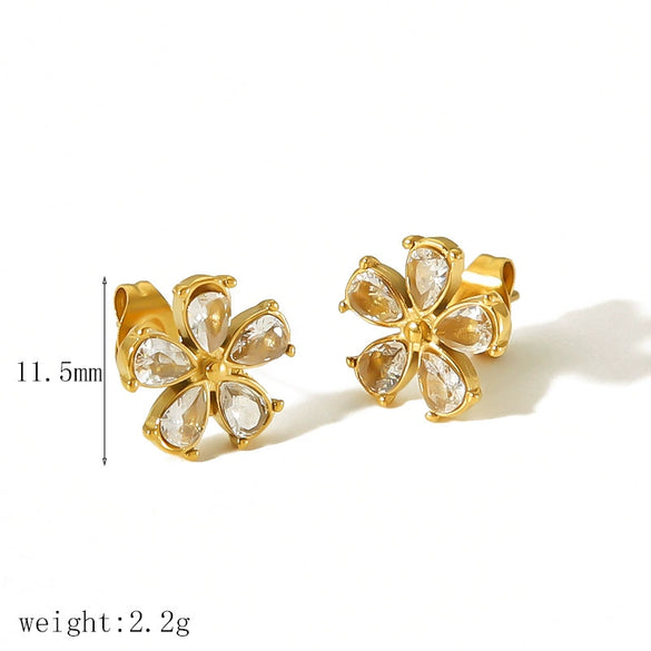 Wholesale Stainless Steel Flower Geometric Earrings Electroplated Light Luxury Fashion Style For Women
